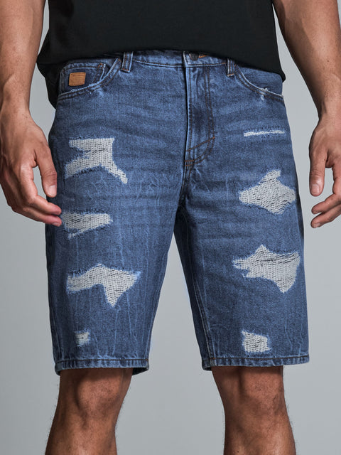 Sinsay Men's Blue Distressed Cotton Denim Short | Sinsay In Lebanon