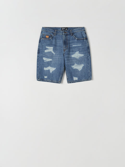 Sinsay Men's Blue Distressed Cotton Denim Short | Sinsay In Lebanon