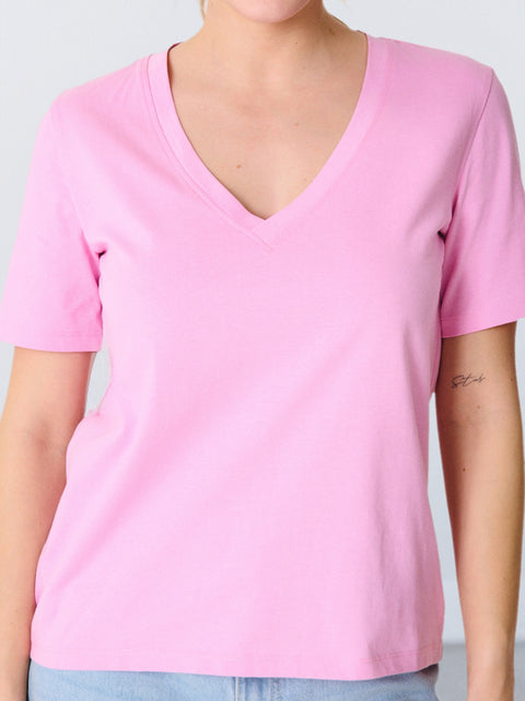 Sinsay Women's Pink V neck T-Shirt | Sinsay in Lebanon