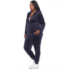 White Mark Women's Navy Plus Size Velour Sweatpant|White Mark In Lebanon