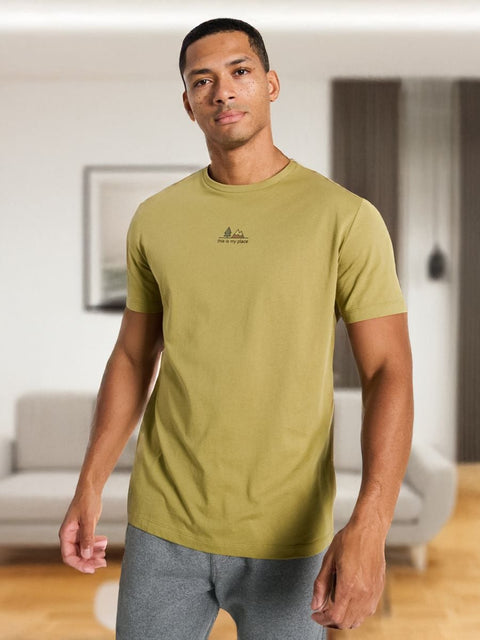 Sinsay Men's Light Olive Short Sleeve T-Shirt | Sinsay In Lebanon
