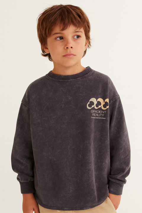 Reserved  Grey Long Sleeve Printed Oversize Hoodies| Reserved In Lebanon