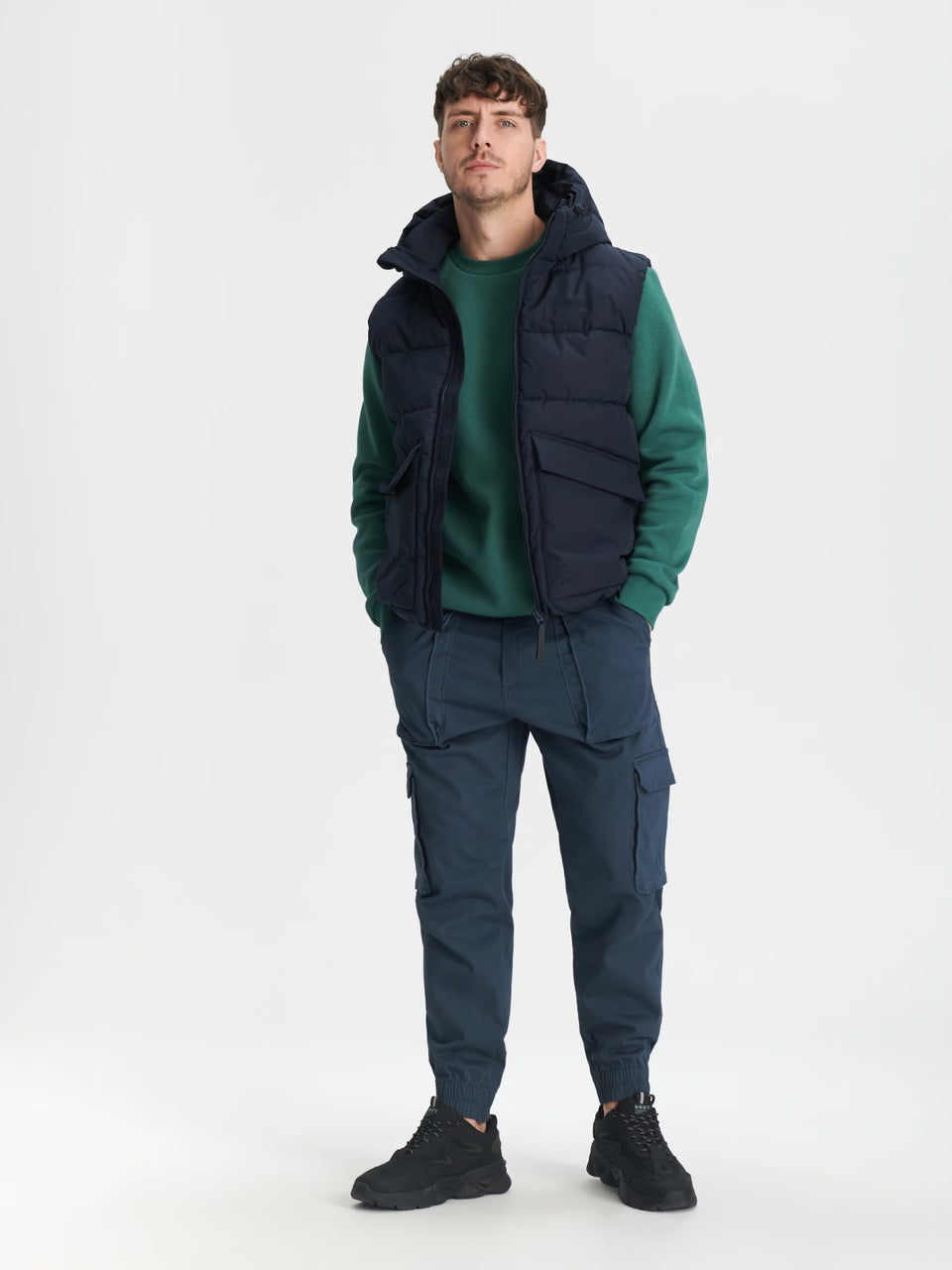 Sinsay Men's Navy Quilted Vest With Comfortable Hood | Sinsay In Lebanon