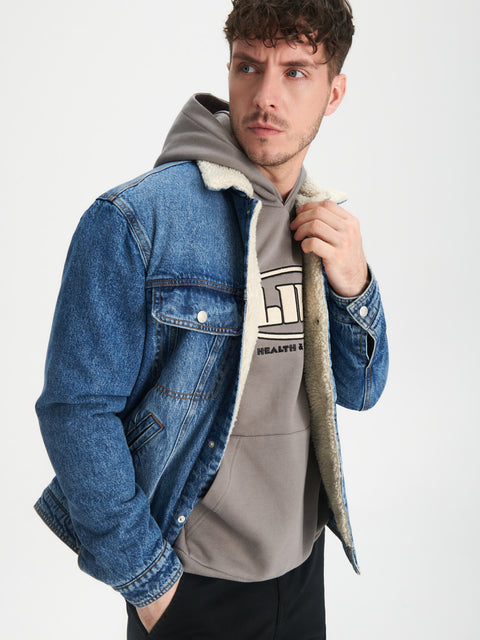 Sinsay Men's Blue Denim Sherpa Jacket|Sinsay In Lebanon