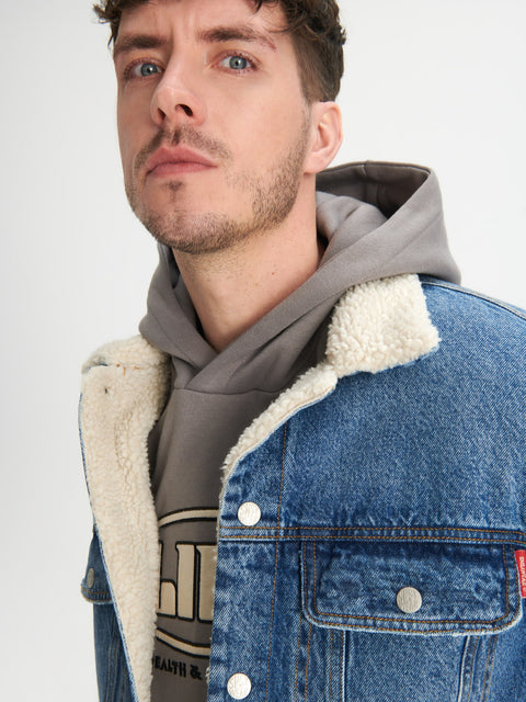 Sinsay Men's Blue Denim Sherpa Jacket|Sinsay In Lebanon