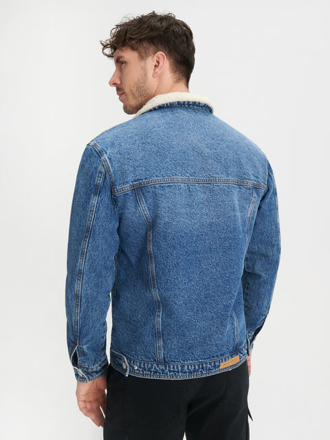 Sinsay Men's Blue Denim Sherpa Jacket|Sinsay In Lebanon