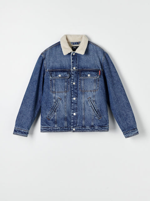 Sinsay Men's Blue Denim Sherpa Jacket|Sinsay In Lebanon