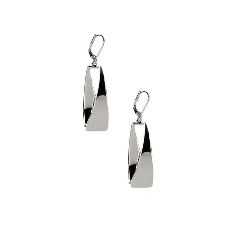 Pair of silver earrings on a white background