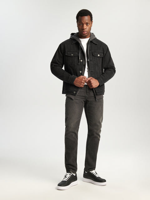 Sinsay Men's Black Denim Jacket With Classic Collar | Sinsay In Lebanon