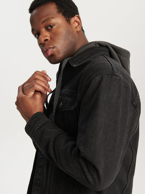 Sinsay Men's Black Denim Jacket With Classic Collar | Sinsay In Lebanon