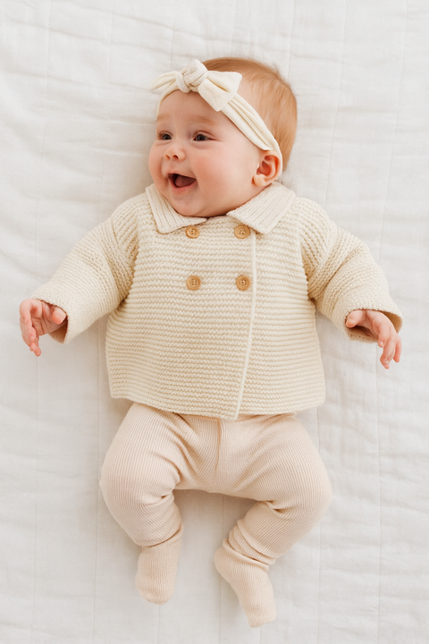 Reserved Baby Girl's Beige Button-Front Cardigan | Reserved In Lebanon
