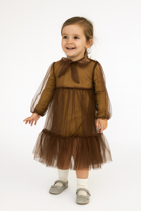 POMPdeLUX Girl's Brown  Dress  |POMPdeLUX in Lebanon