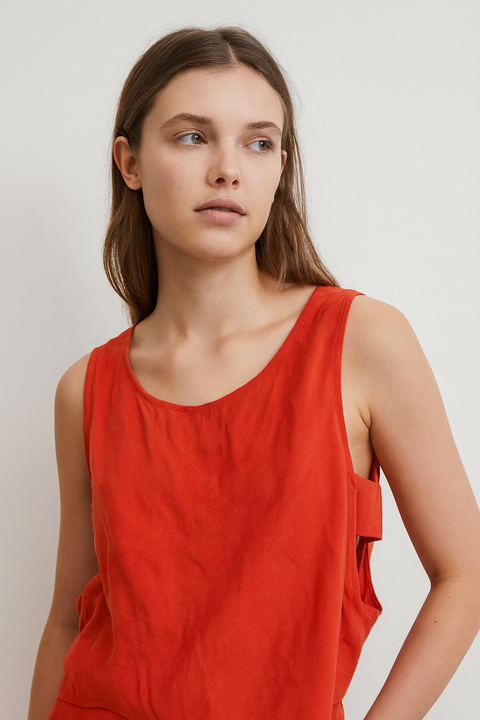 Mango Women's Orange Sleeveless Top| Mango in Lebanon