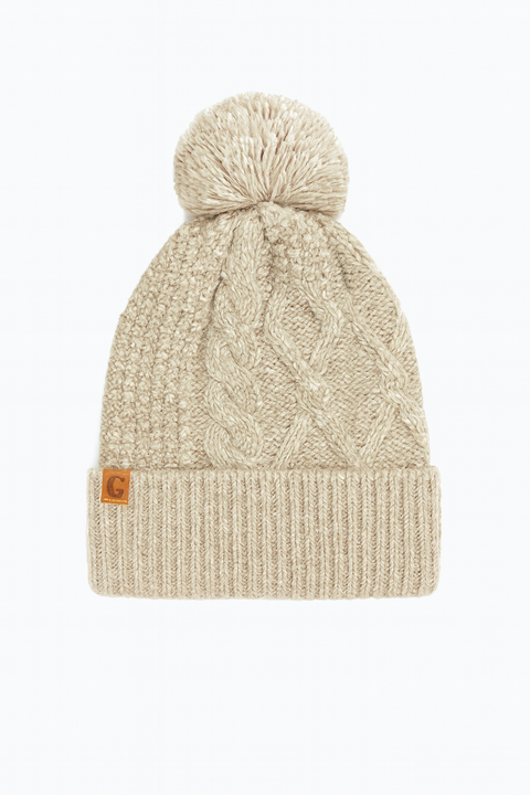 POMPdeLUX Girl's Brown Fuzzy Knit Beanie | POMPdeLUX in Lebanon