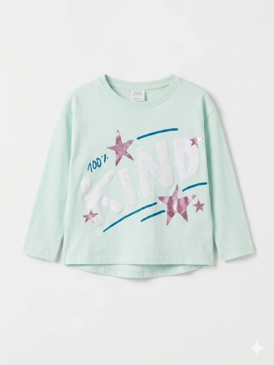 Zara Girl's Light Aqua Printed Blouse | Zara In Lebanon