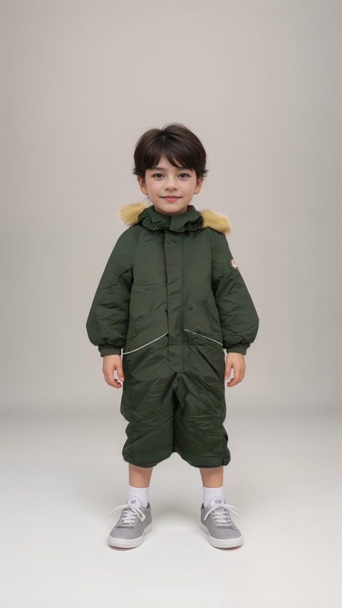 POMPdeLUX Boy's Dark Green Single Zipper Snowsuit |POMPdeLUX in Lebanon
