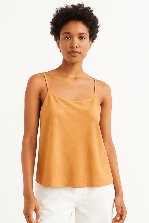 Mango Women's Light Orange Sleeveless Cross-Back Blouse |Mango In Lebanon