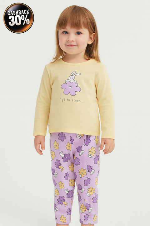 Sinsay Fox & Bunny Baby Girl's Light Yellow & Purple Pajama Set With Print | Sinsay In Lebanon