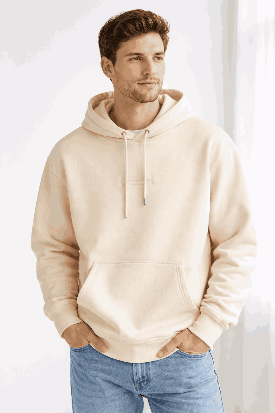 Celio Men's Off White Unbreakable Print Oversized Hoodie | Celio in Lebanon
