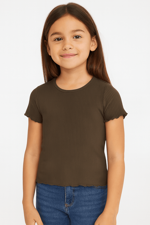 POMPdeLUX Girl's Brown Short-Sleeve T-shirt | POMPdeLUX in Lebanon