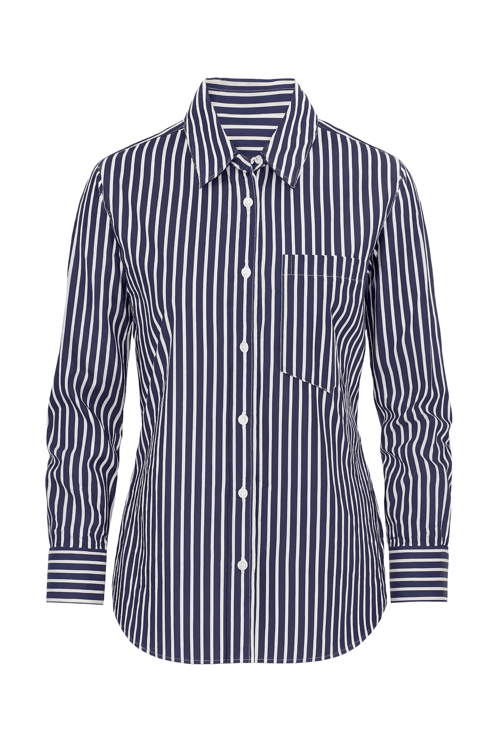 Forever 21 Women's Navy & White Striped Pocket Chest Shirt | Forever 21 In Lebanon