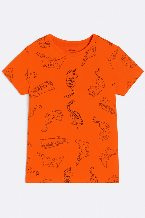 Sinsay Boy's Orange Animal Printed T-Shirt  | Sinsay In Lebanon