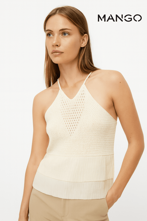 Mango Women's Off-White Sleeveless Top| Mango in Lebanon