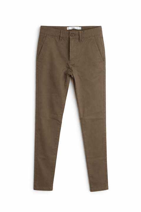 Celio Men's Khaki Green Stretch Cotton Slim Fit Chino Pants | Celio In Lebanon
