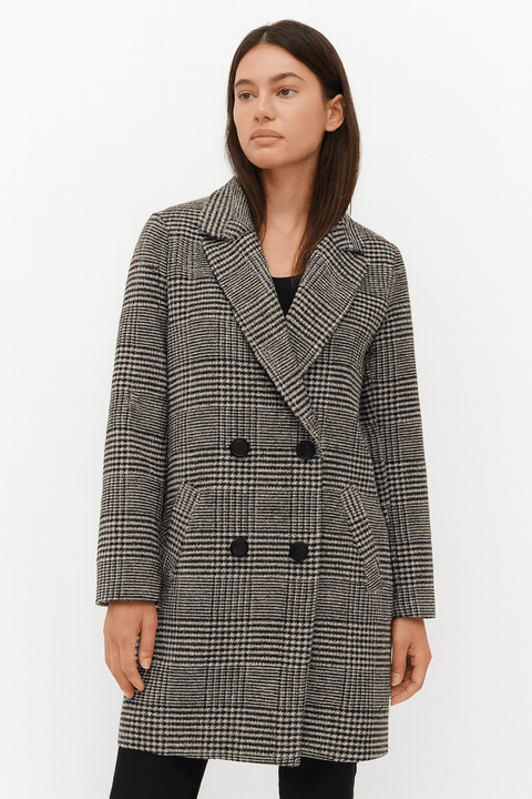 Sublevel Women's Grey & Black Classic Coat | Sublevel In Lebanon