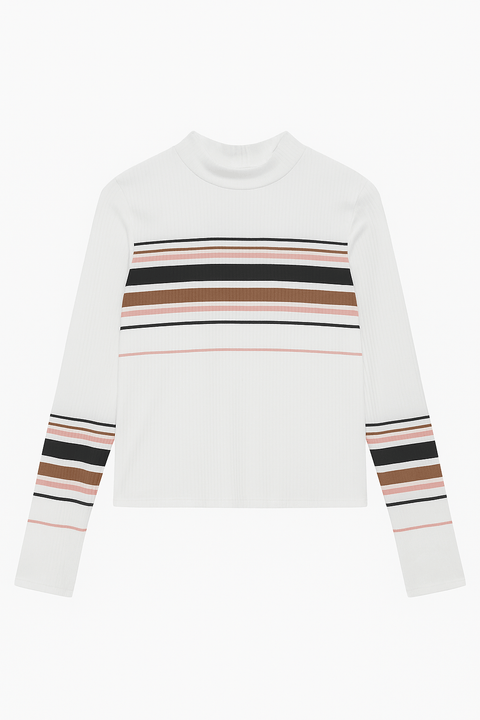Beautees Girl's White Striped Long Sleeve Blouse | Beautees In Lebanon