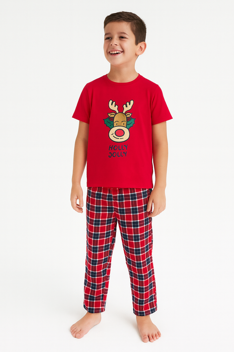 Sinsay Boy's Red & Black Checkered Bottom Pajama Set | Sinsay In Lebanon