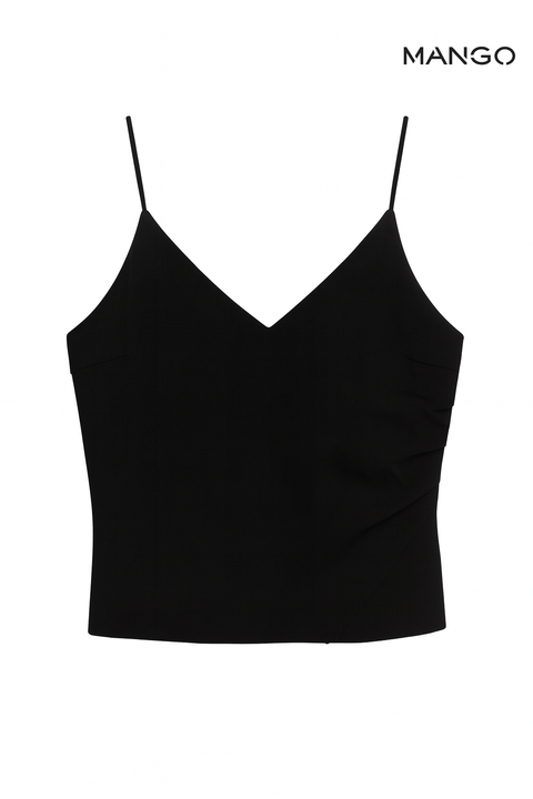 Mango Women's Black Sleeveless Crop-Top| Mango in Lebanon