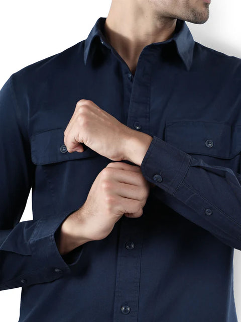 Celio Men's Navy Solid Regular Fit Shirt | Celio In Lebanon