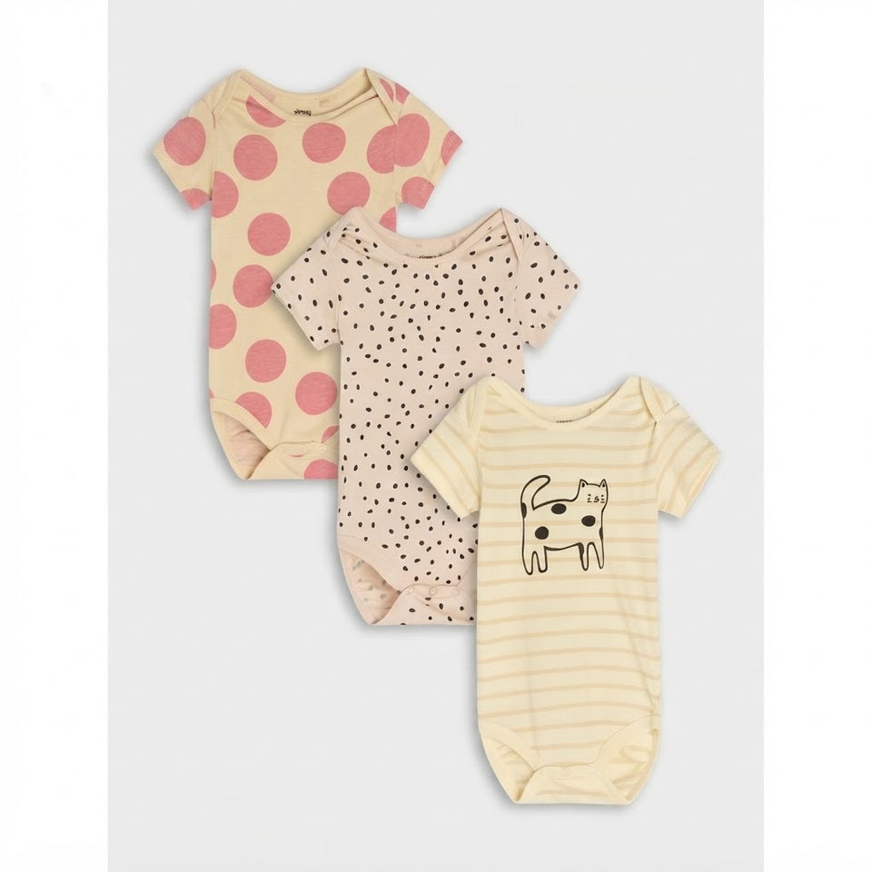 Sinsay Girl's Multicolor Short Sleeve 3 Pack Bodysuit