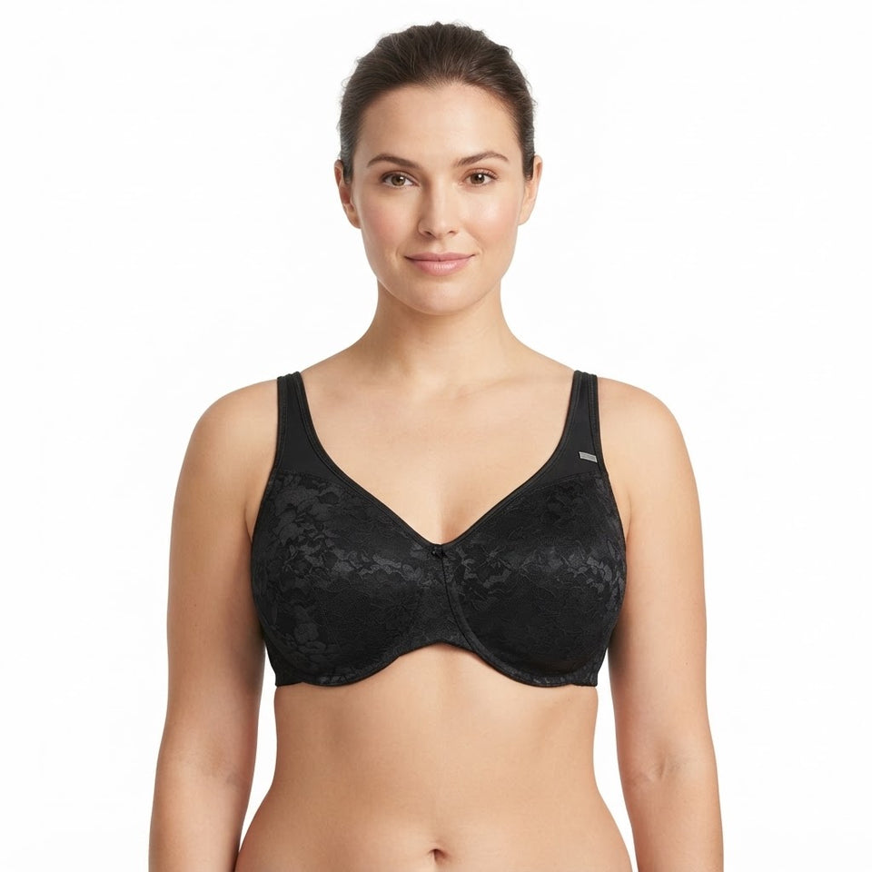 Bali Women's Black Underwire Floral Print Bra