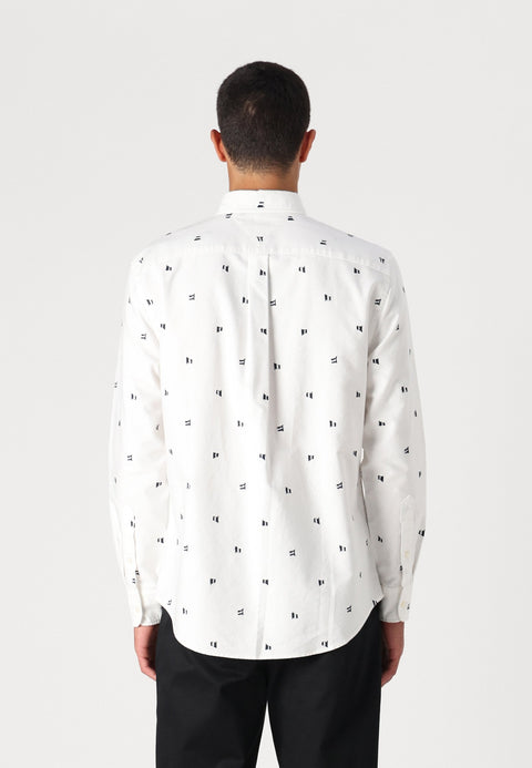 Tommy Hilfiger Men's White Embroidered Flag Cotton Shirt | Tommy Hilfiger In Lebanon