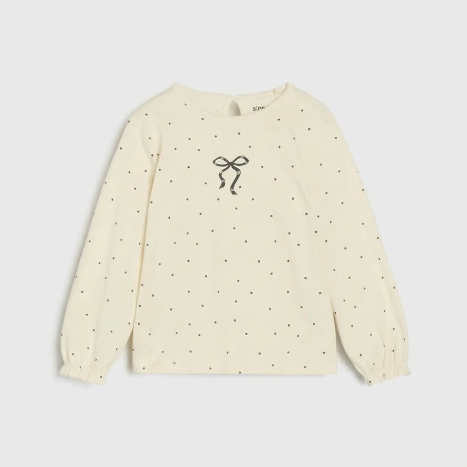 Sinsay Baby Girl's Cream Long Sleeve Polka Dot Blouse