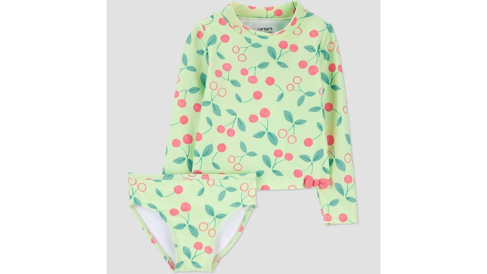Carter'sBaby Girl's GreenLong Sleeve 2pc Cherry Printed Swimsuit Set | Carter's in Lebanon