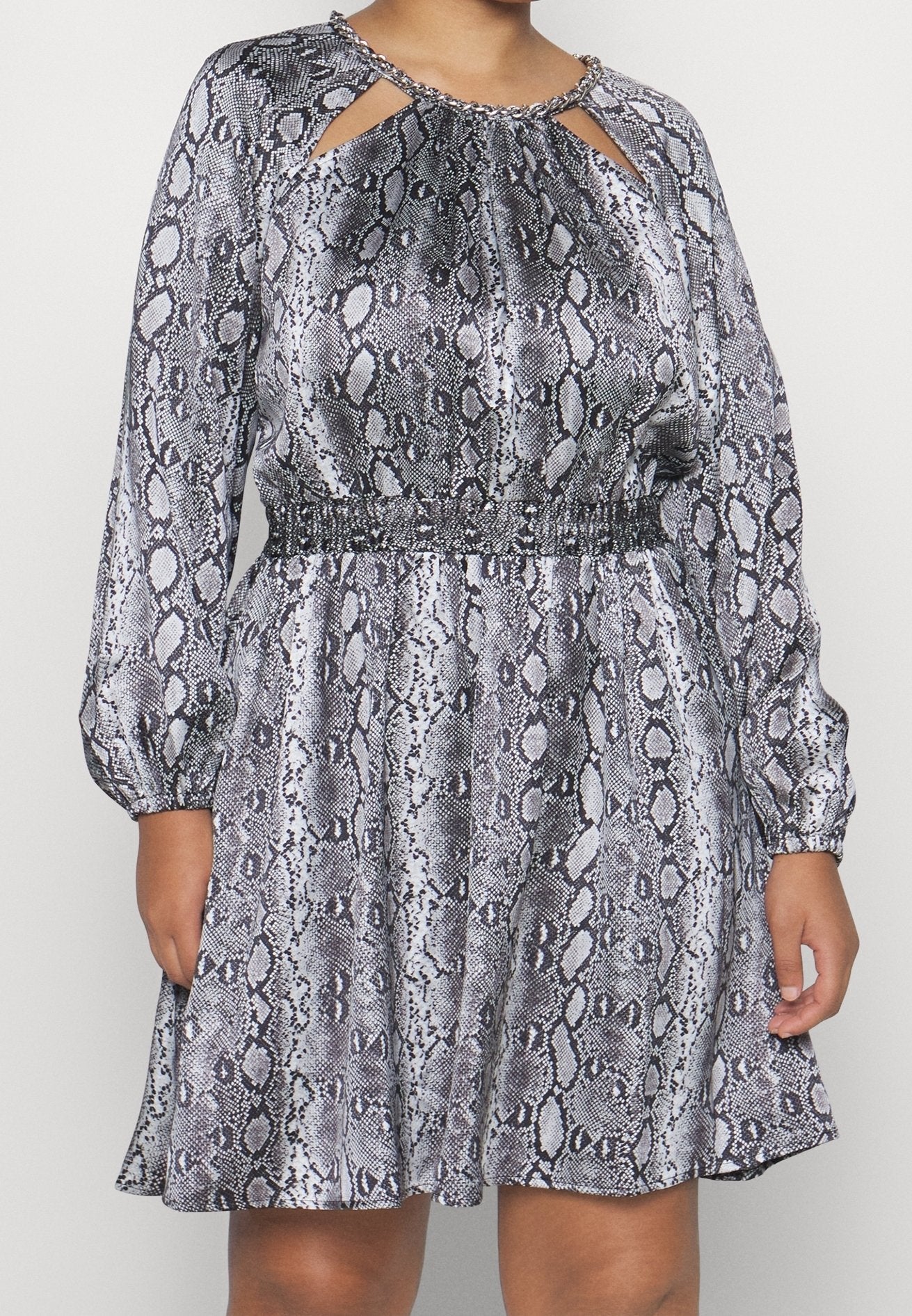 Michael Kors Women's Black & Gray Animal Printed Chain-Neck Dress |Michael Kors In Lebanon