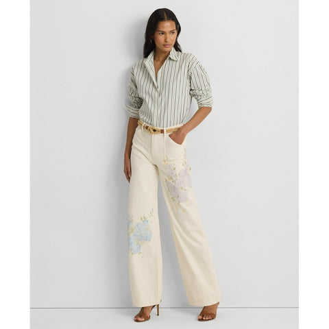 Lauren Ralph Lauren Women's Creme Printed High-Rise Wide Mascarpone Jeans | Lauren Ralph Lauren In Lebanon