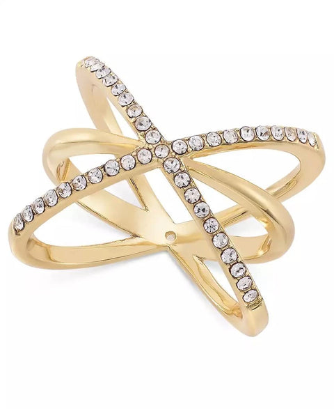 I.N.C. International  Women's Concepts Gold-Tone Pave Crisscross Ring Gold 9| I.N.C. International In Lebanon
