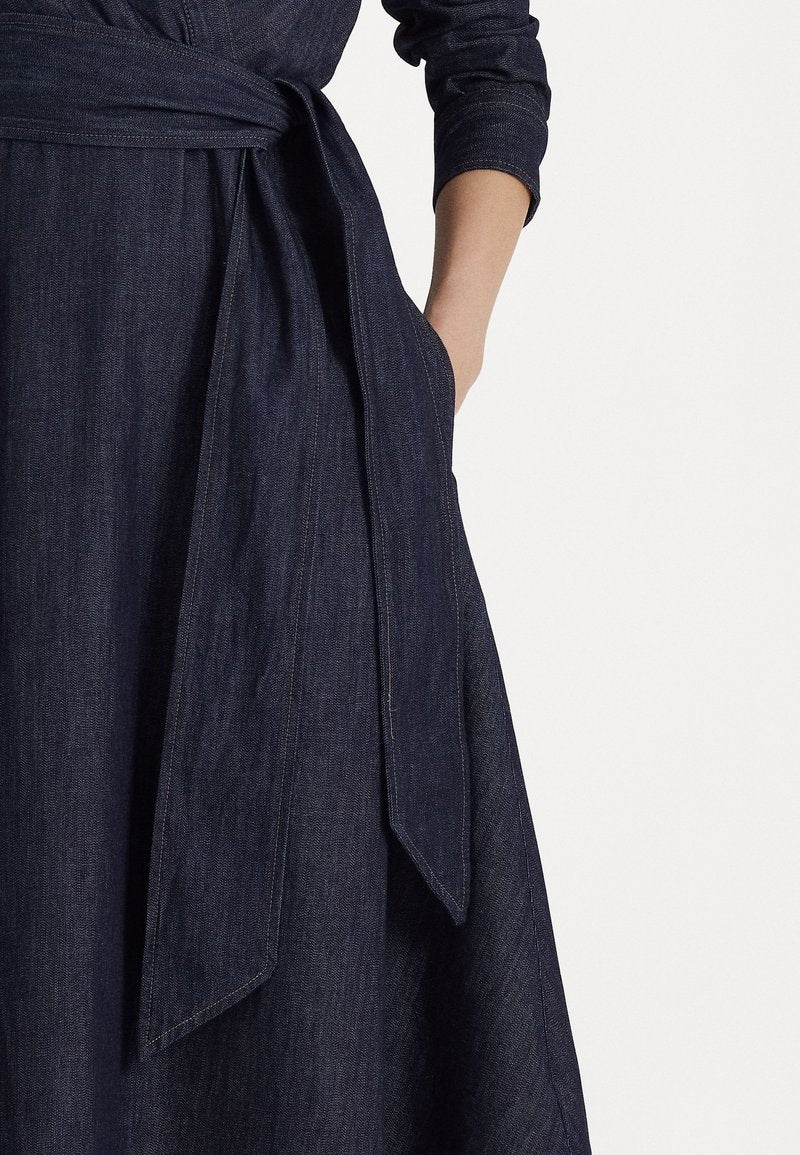 Lauren Ralph Lauren Women's Navy Denim Long Sleeve Midi Dress  |Lauren Ralph Lauren in Lebanon