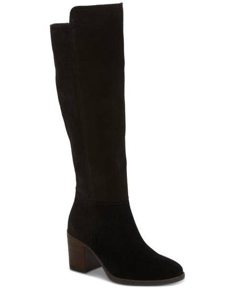 Lucky Brand Women's Bonnay Knee-High Wide Calf Dress Boots - Black Suede