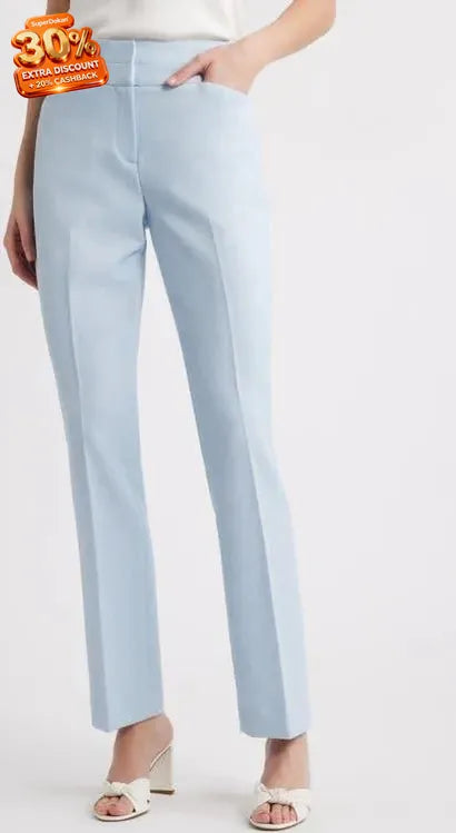 Tahari ASL Women's Light Blue Mid-Rise Flare-Leg Pant | Tahari In Lebanon