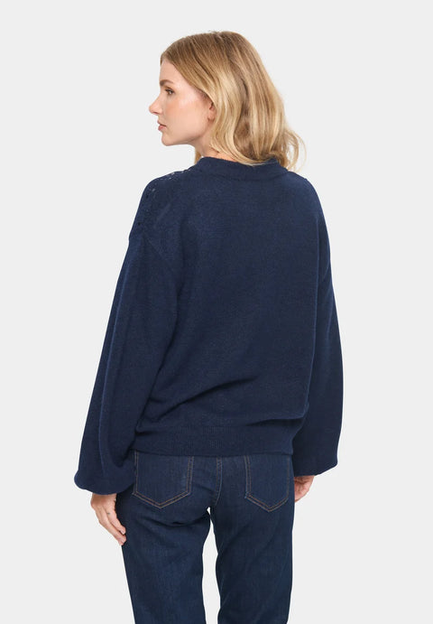 Vince Camuto Women's Dark Blue Cozy Crewneck Sequined Raglan-Sleeve Sweater | Vince Camuto In Lebanon