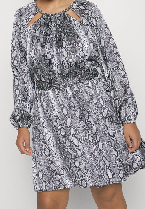 Michael Kors Women's Black & Gray Animal Printed Chain-Neck Dress |Michael Kors In Lebanon