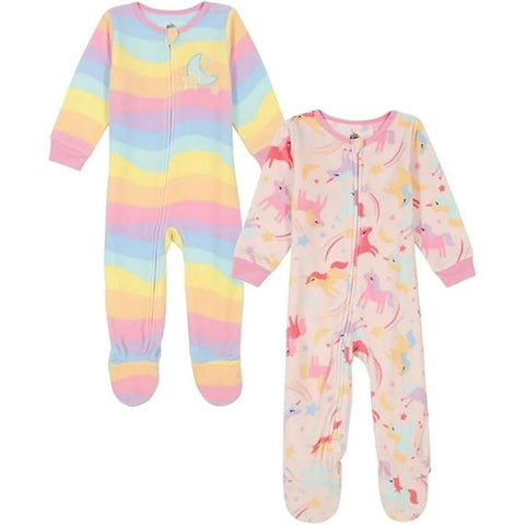 Kids Headquarters Baby Girl's Pink Unicorn 2-pack Footed Blanket Sleeper Overalls |Kids Headquarters In Lebanon
