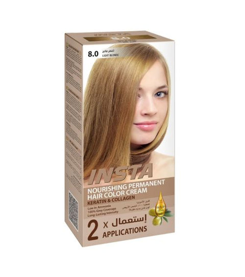 Insta Hair Coloring Cream Keratin & Collagen 8.0 Light Blonde 110ml