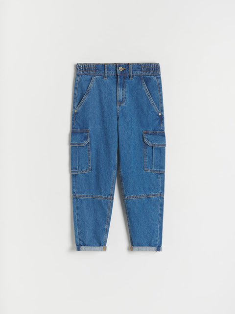 Blue jeans on a white background