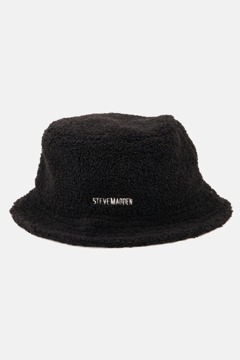 Steve Madden Women's Black Sherpa Bucket Hat with Satin Lining and Embroidered Logo |Steve Madden In Lebanon